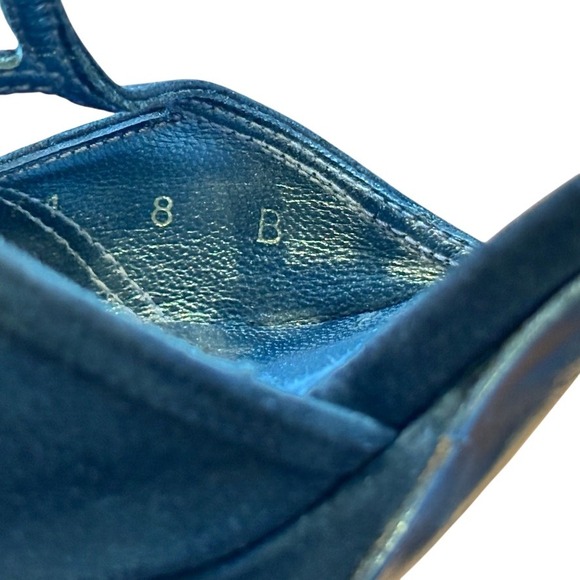 Stuart Weitzman Black Suede Strappy Peep Toe Heels Sandals Shoes‎ Women's  8B - Picture 6 of 6